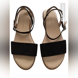 H by Halston Women Suede Sandals Adjustable Ankle Strap Size 6 Black Pre-owned